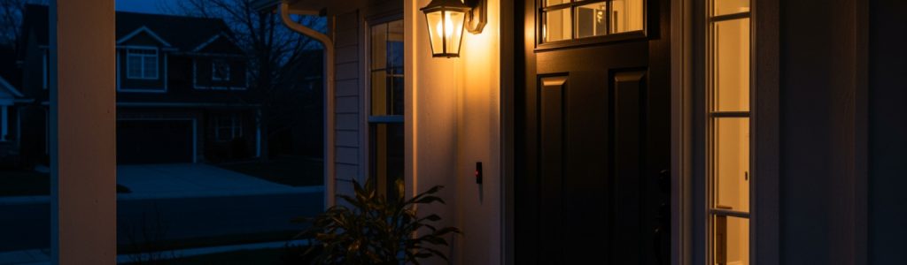 A well-lit home entrance.