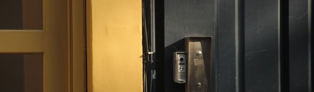 Intercom system Miami modern apartment entrance